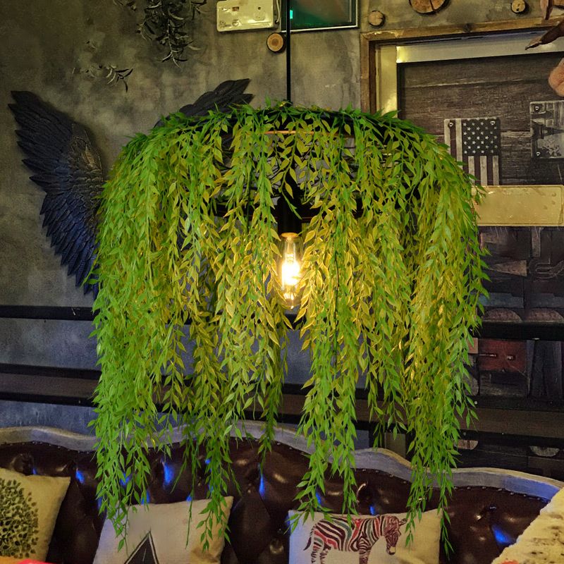 Wielrestaurant ophanging verlichtingsarmatuur industrieel metaal 1 kop zwarte hanger met kunstmatige plant