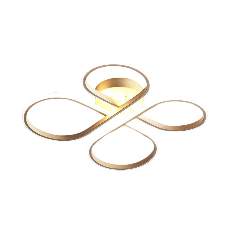 23 "/27,5" W Minimalistische LED Semi Flush White Floral Dicht bij plafondverlichting met acrylschaduw, warm/wit licht