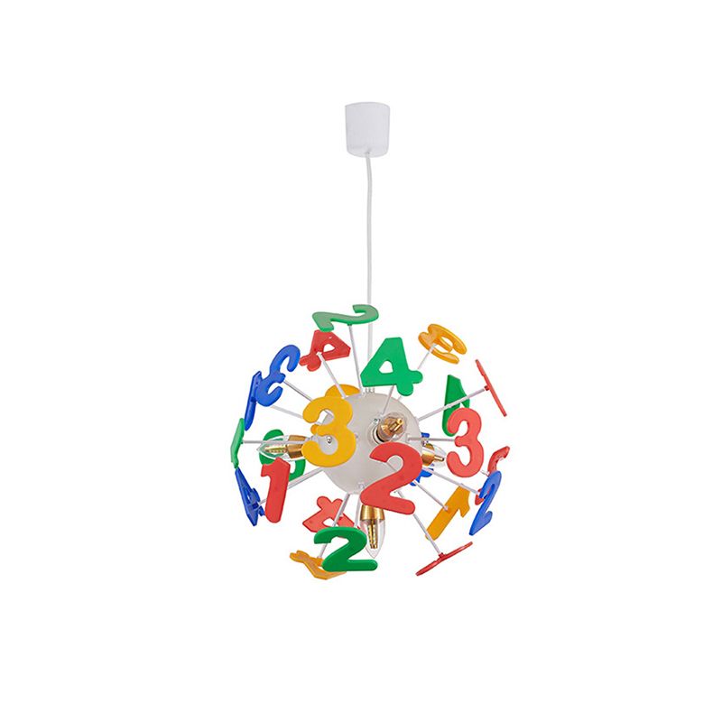 Kids Globe Ceiling Pendant 4 Lights Plastic Multi-Color Hanging Light for Nursing Room