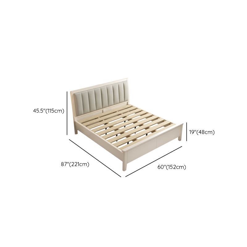 No Distressing Panel Standard Bed Solid Color Panel Bed with Upholstered Headboard
