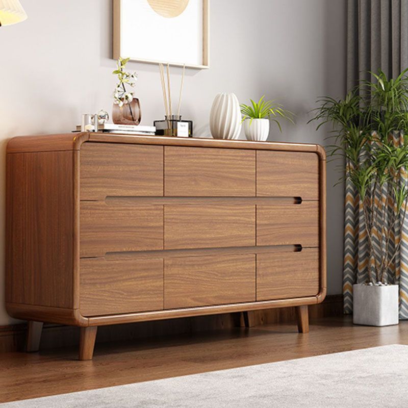 Contemporary Wooden Storage Chest Home Chest in Brown with Drawers