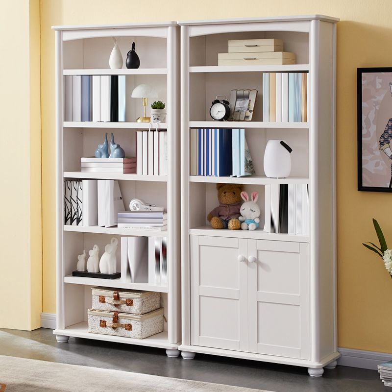 Closed Back Modern Bookcase Standard White Wooden Bookshelf with Shelves