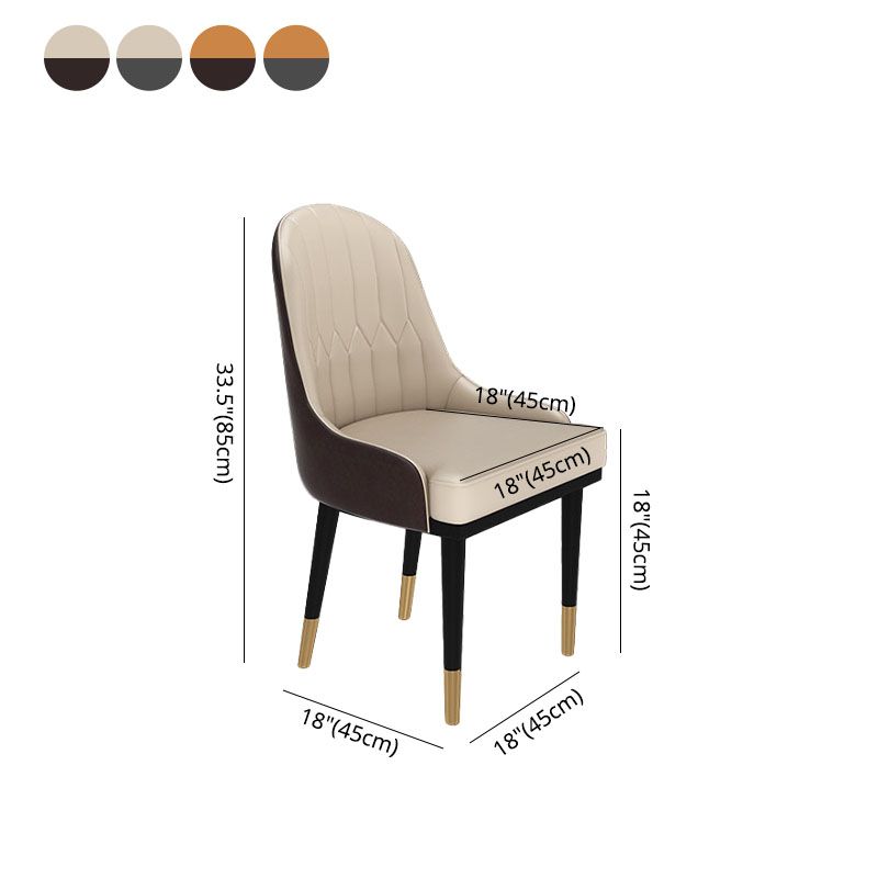 Glam Metal Dining Room Chair Armless Parsons Chair for Restaurant Use