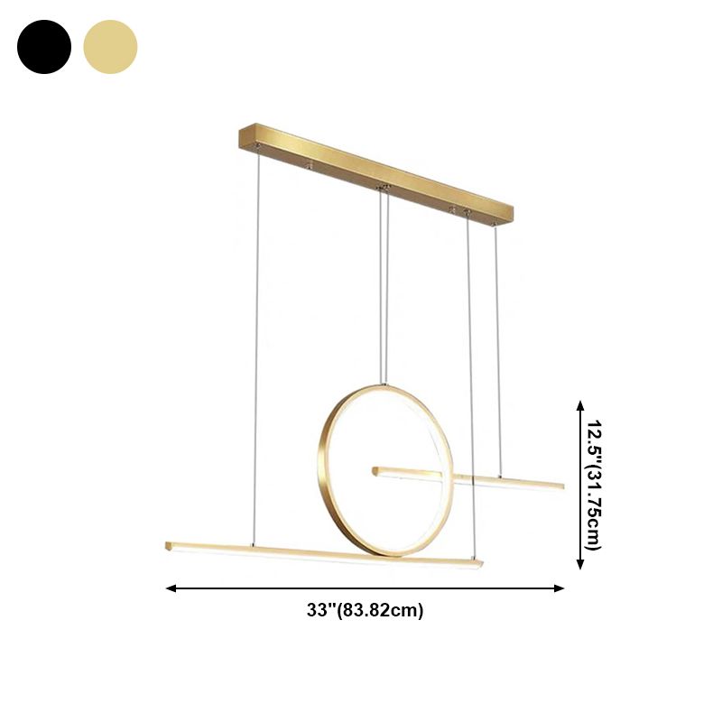 3-Light Ceiling Island Light Modern Style Linear Shape Metal Pendant Lighting