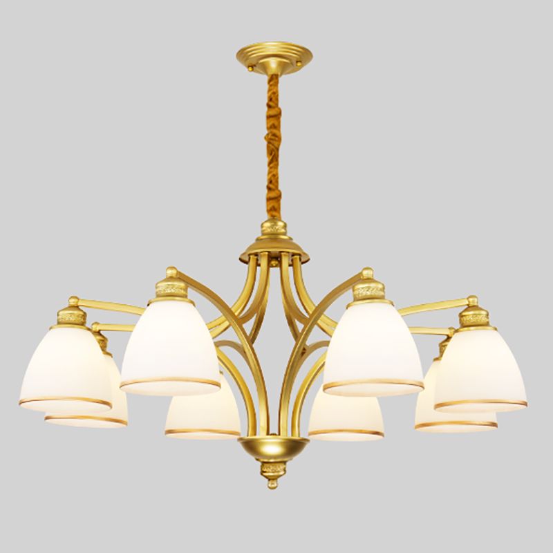 Gold Metal Chandelier Light Fixtures Traditional Multi-Head Hanging Pendant Lamps for Living Room