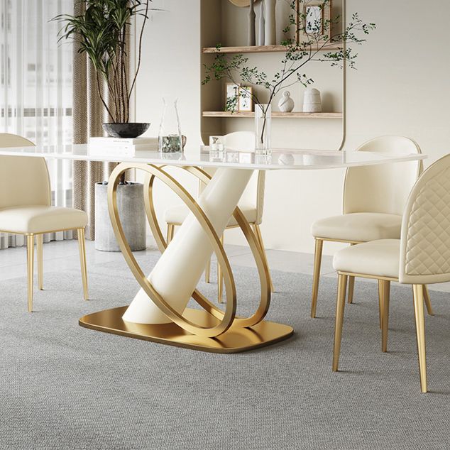 Modern Stone Furniture Set 1/4/5/7 Pcs Standard Height Dining Room Table Set in White