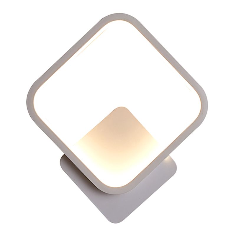 Wit geometrische LED -wandlamp in moderne eenvoud Smeedijzeren wandonderdelen met acrylschaduw