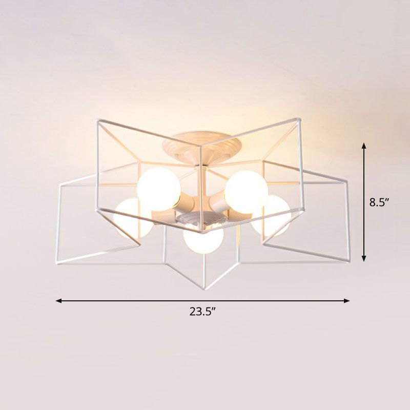 Eisen Fünf-spitz-Stern Halbbündige Lichtschlichtheit 5 Birnen Wohnzimmer bündig Deckenleuchte