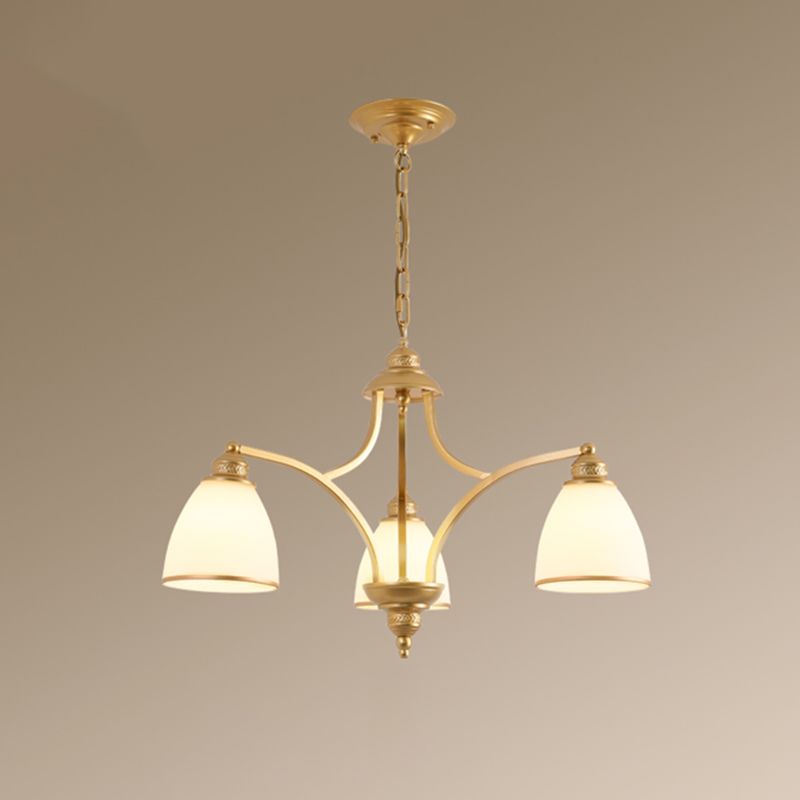 Luz de lámpara de lámpara de campana clásica Luz de colgante de vidrio Opal para sala de estar