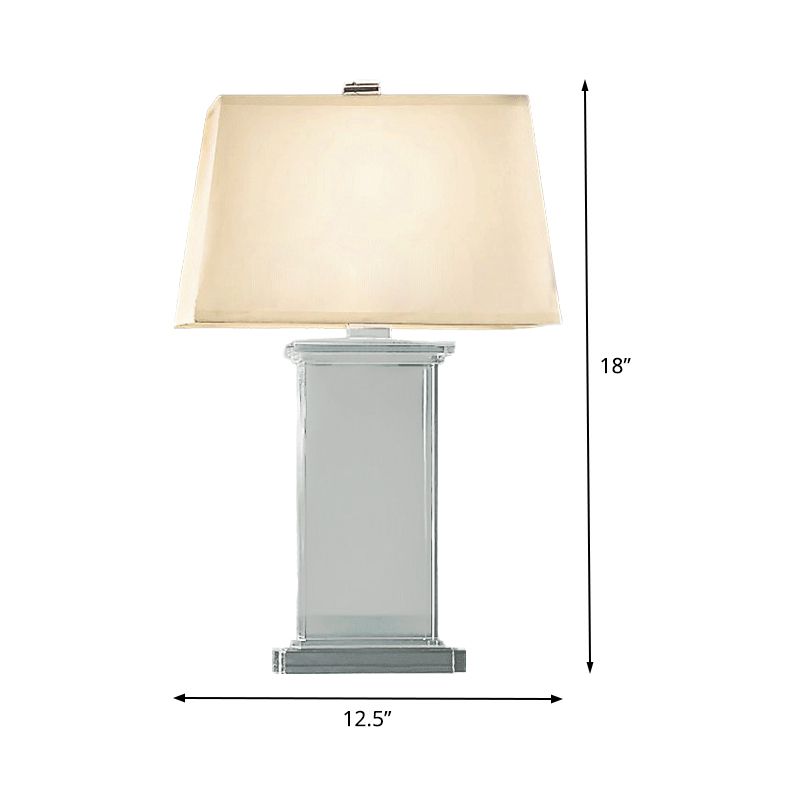 Compito rettangolare luce contemporanea cristallo chiaro 18 "/22" largo 1 lampada da scrivania bianca
