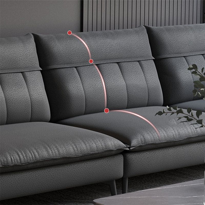 Nordic Stationary Square Arm Faux Leather Living Room Cushions Sofa Chaise