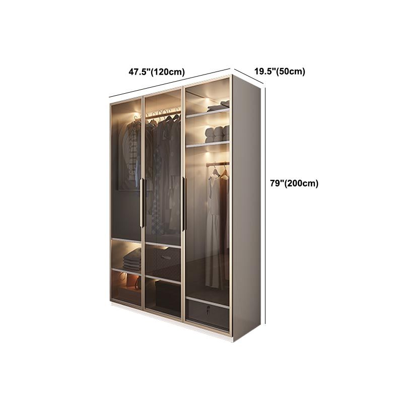 Modern Style Wardrobe White Color Wood Wardrobe Closet with Shelves