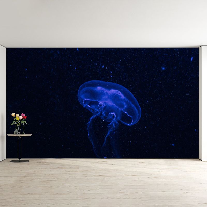 Jellyfish Print Tropical Beach Style Seabed Mural Wallpaper Mildew Resistant for Bathroom