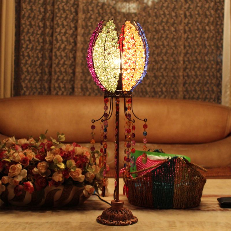 1 Kopf Nachttisch hell Bohemian Blumenmetall Nachttisch Lampe im Kupfer für Schlafzimmer