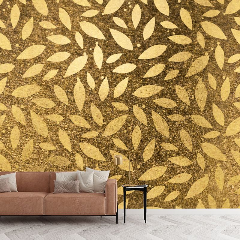 Whole Leaf Print Foil Mural Moisture Resistant Modernist Living Room Wall Decoration