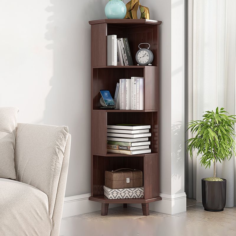 Corner Contemporary Bookshelf Wooden Closed Back Bookcase with Shelves