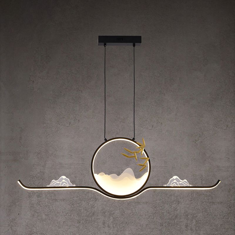 Modern LED Island Lighting Circle Metal Chandelier Light Fixture for Dining Room