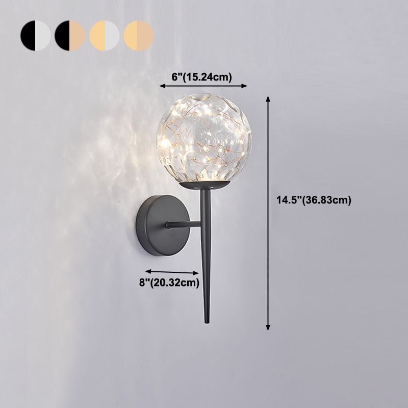 Modern Style Sphere Sconce Light Fixtures Glass 1 Light Wall Mounted Lighting