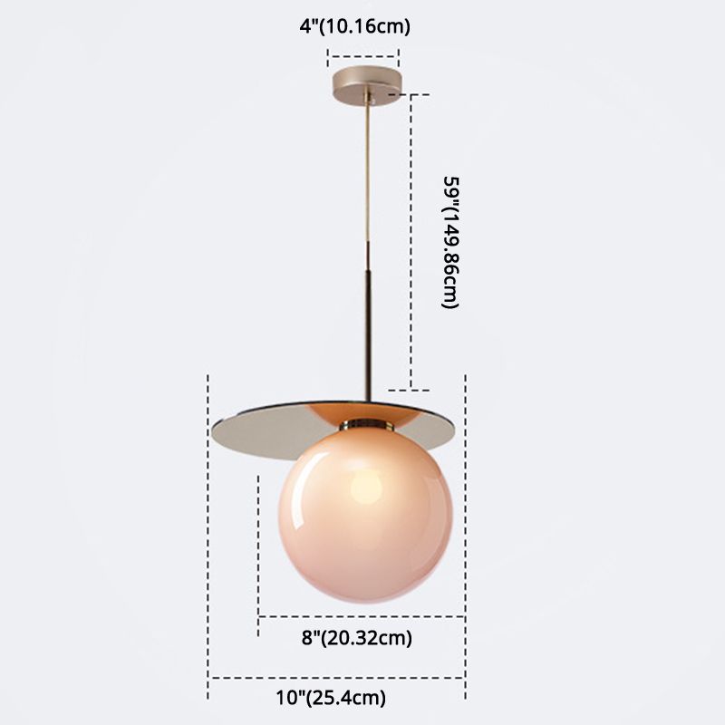 1 Light Spherical Pendant Light Modern Designer Glass Dining Room Hanging Lamp