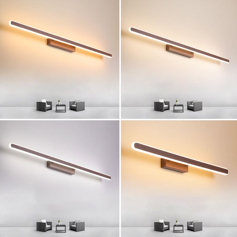 Brown Contemporary Linear Wall Mounted Light Fixture 1-Light Sconce Light for Bathroom