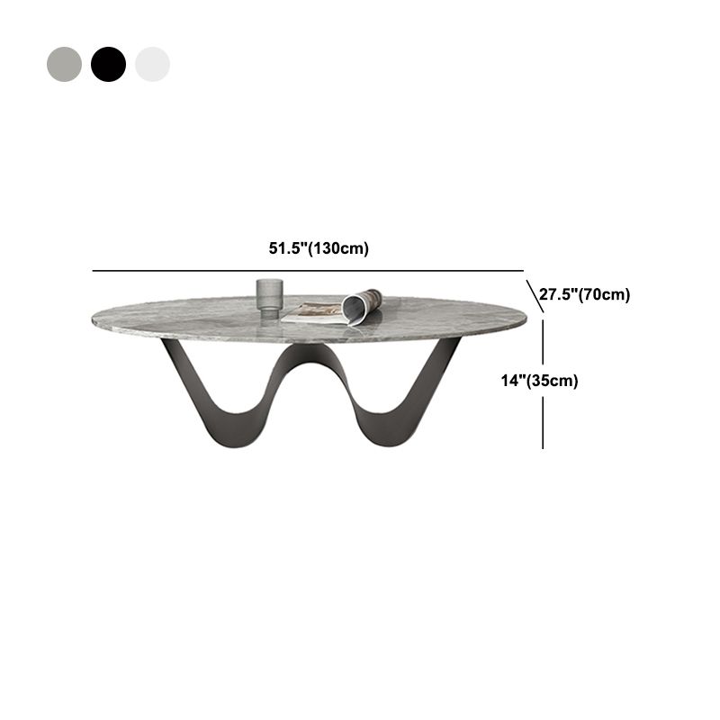 Glam Slate Coffee Cocktail Table Abstract Oval Coffee Table for Living Room