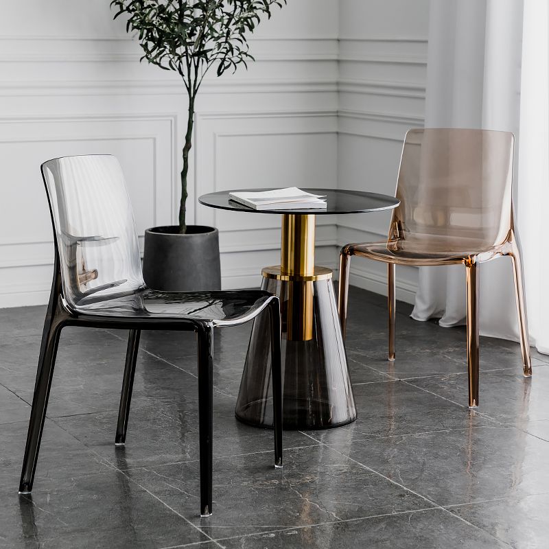 Modern Acrylic Armless Solid Back Dining Accent Chair for Home