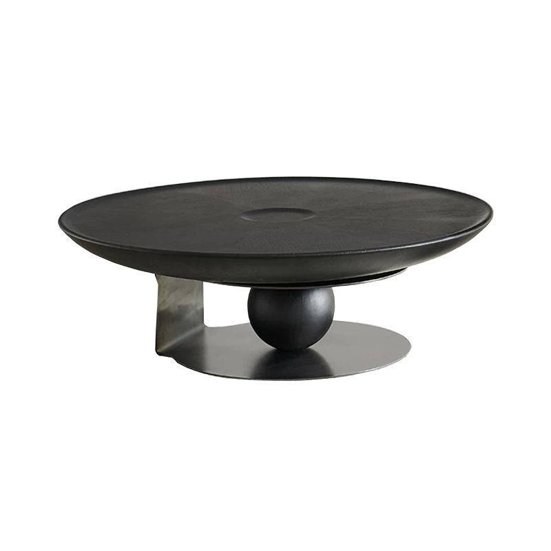 Modern Style Round Wood Table with Abstract Base Coffee Table