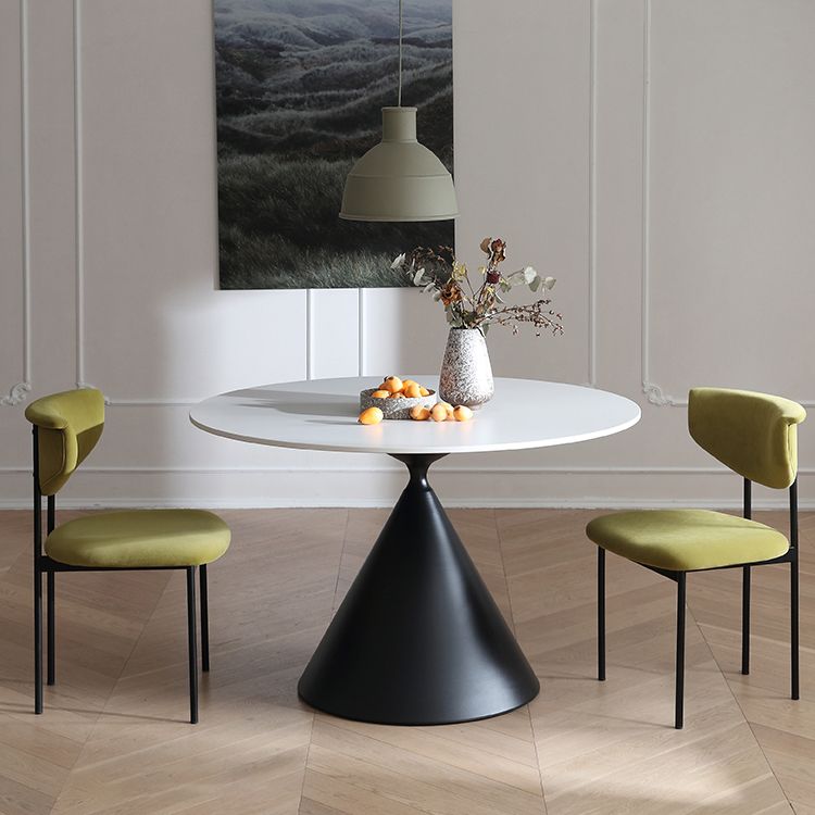 Contemporary Style Dining Table Stone Round Table with Pedestal Base