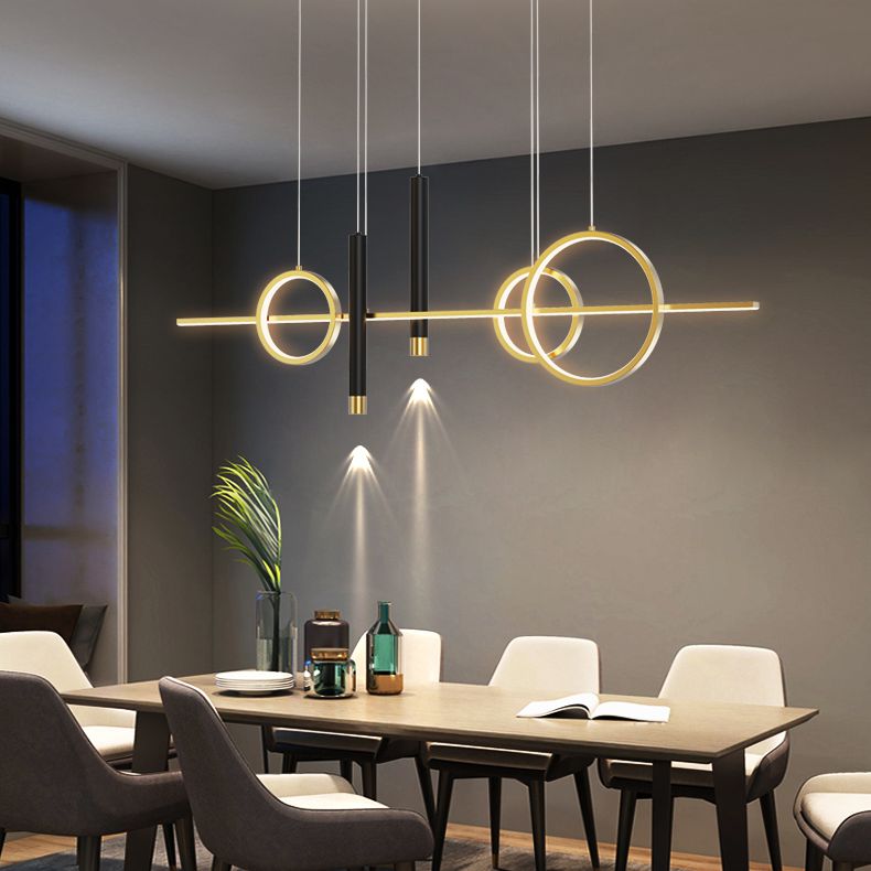 Luce a sospensione dell'isola a LED lineare in alluminio in moderna luce del soffitto in ferro battuto in stile creativo con ombra acrilica