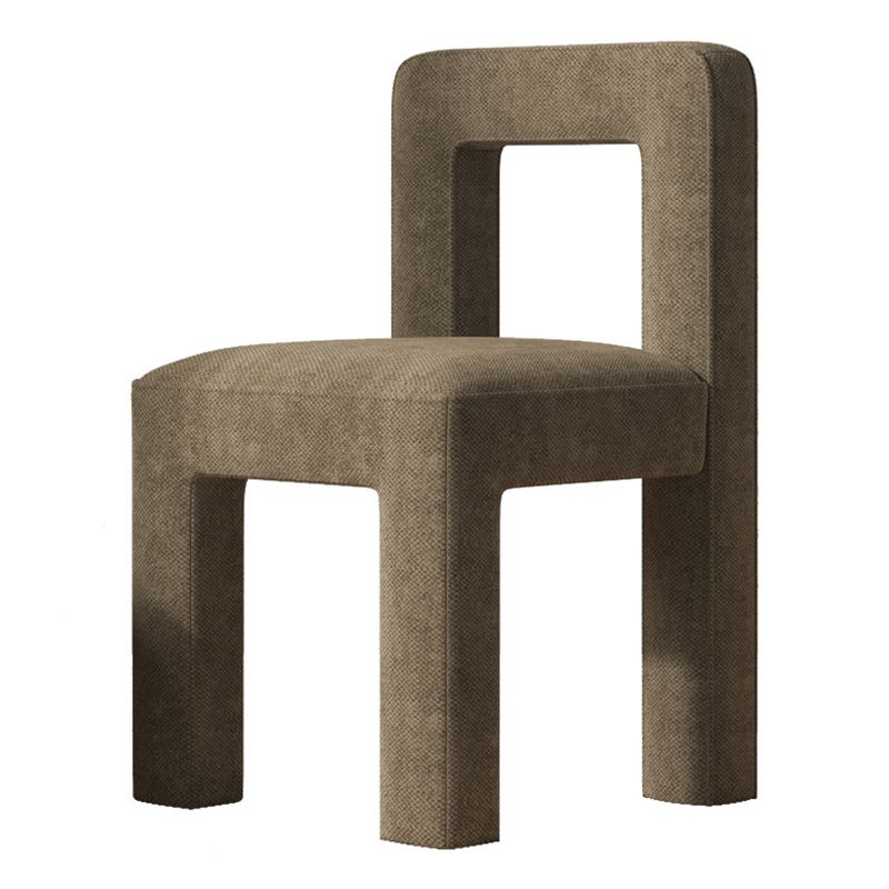 Silla lateral de comedor moderna, silla sin brazos con respaldo abierto de tela de lino con acabado mate