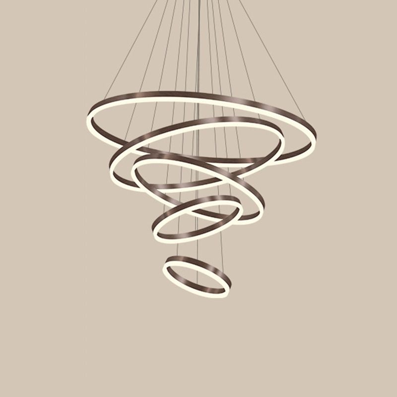 Orbicular Chandelier Lighting Fixtures Modern Coffee Hanging Chandelier with Silica Gel Shade