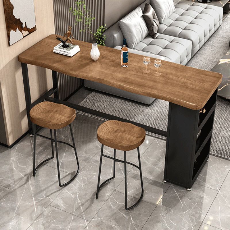 Rectangular Pub Dining Set 1/3/4 Pieces Solid Wood Bar Stool and Table Set