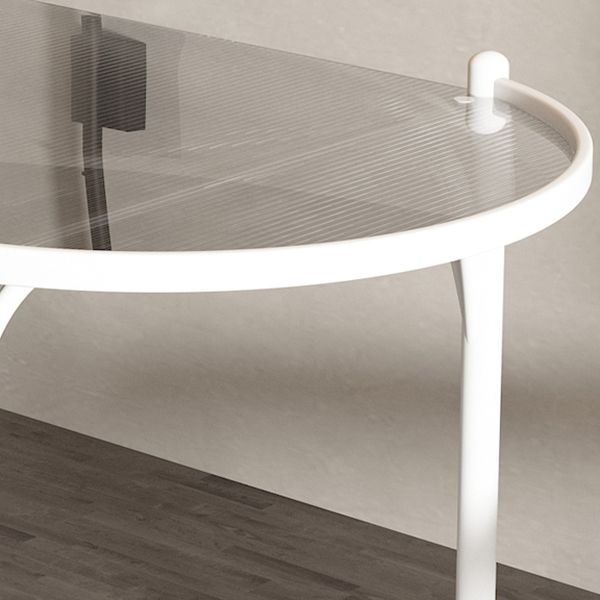 Modern Tempered Glass Dining Table for Restaurant Oval Indoor Table with 4 Legs