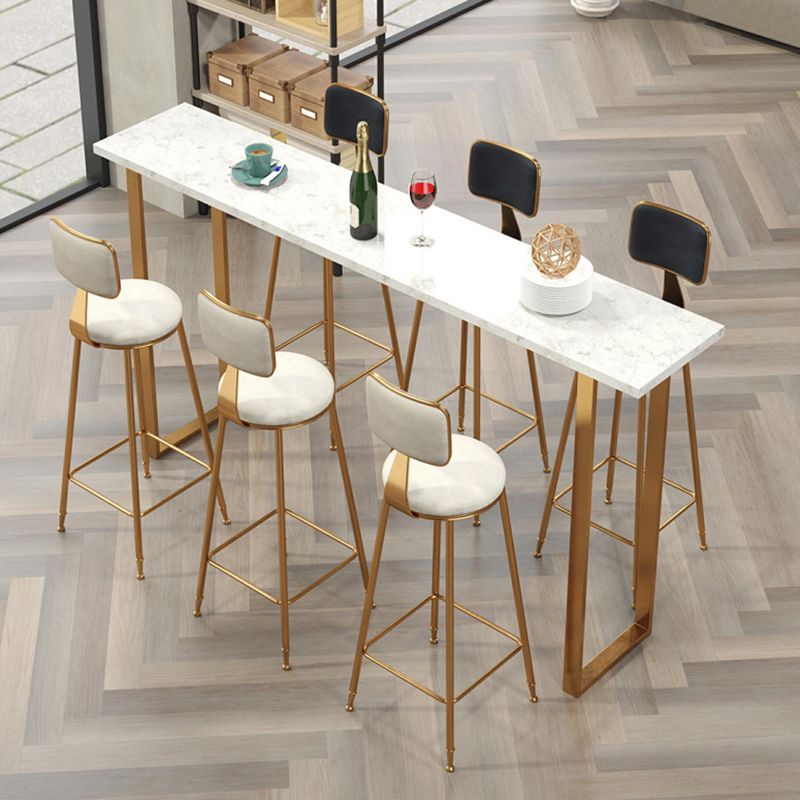 Glam Faux Marble Bar Counter Table Rectangle Bar Counter Table for Kitchen