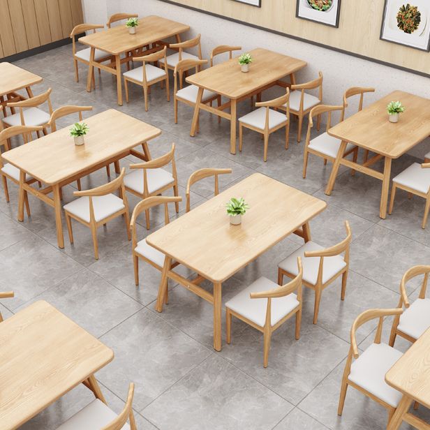 Rectangle Dining Table Trestle Base Dining Table in Walnut and Natural