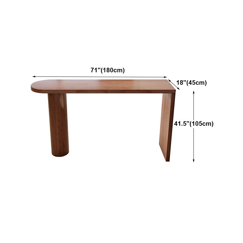 Brown Wood Pub Table with Specialty Table Top Double Pedestal Table - 41.3" H