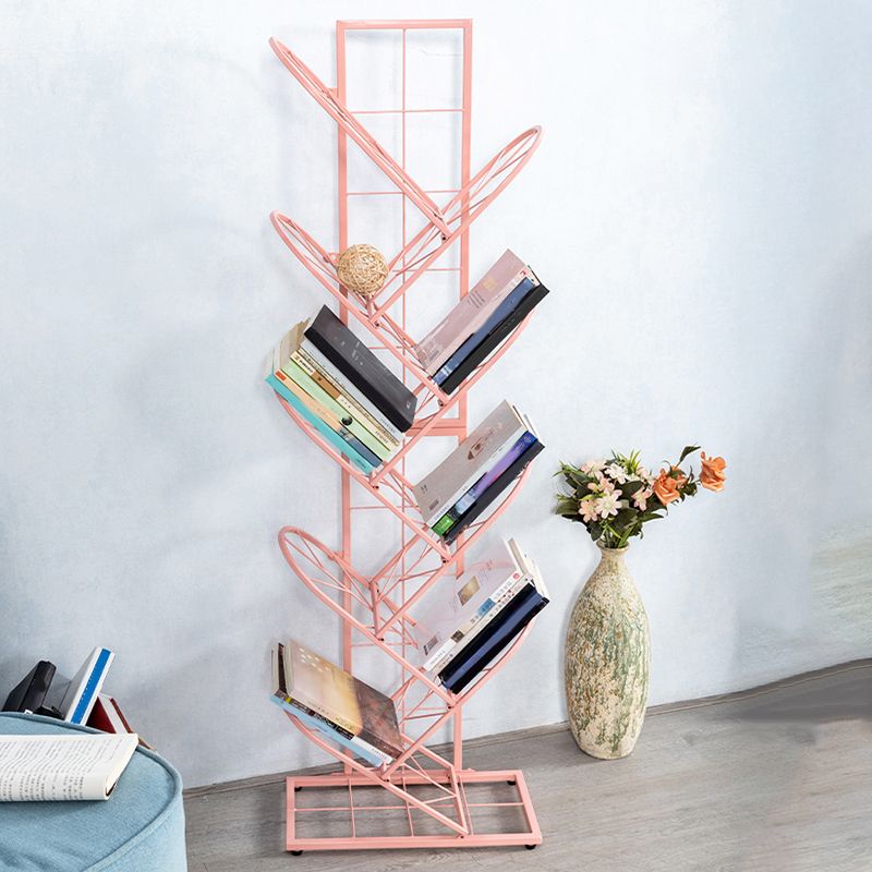 Scandinavian Metal Bookshelf Standard Closed Back Bookcase with Shelves