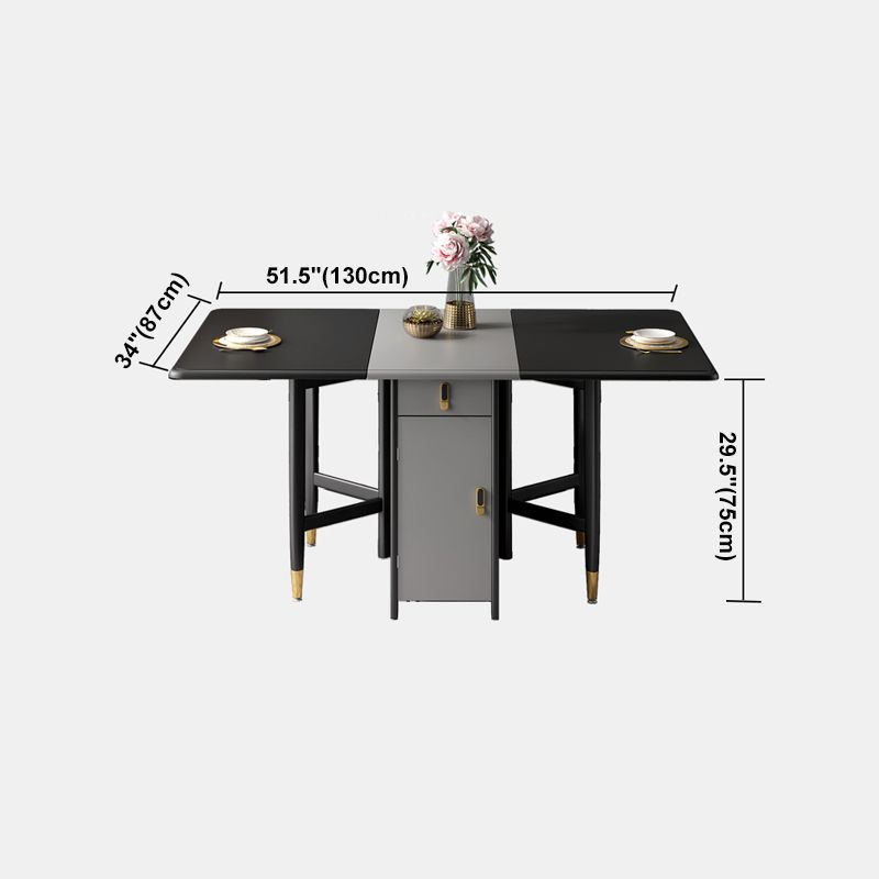 Rechthoekige zwarte eettafel Vintage uitschuifbare tafel voor eetkamer