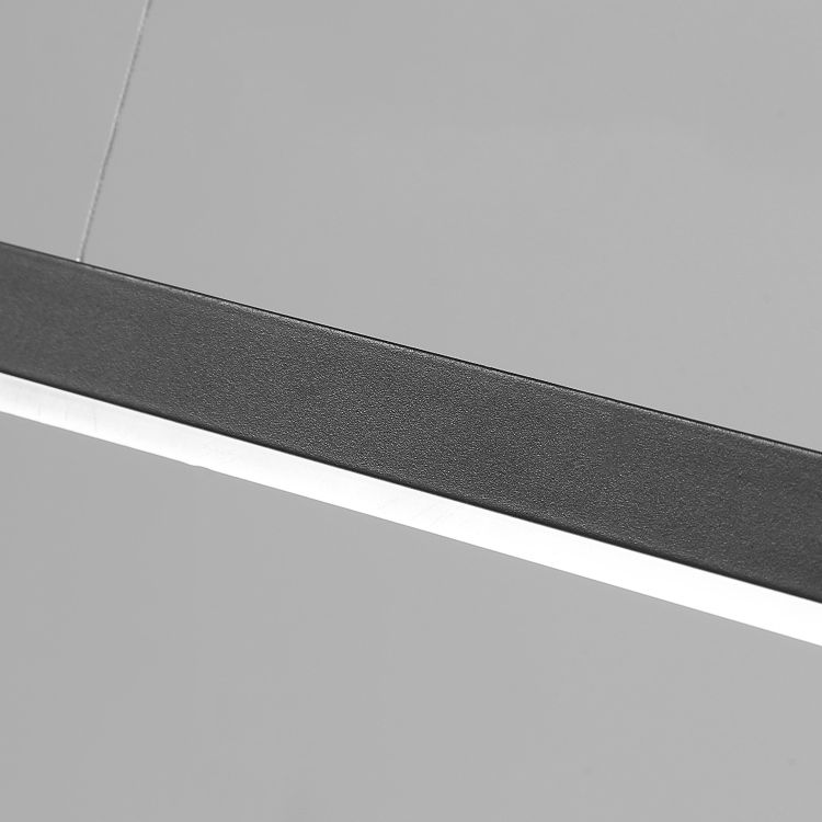 Estilo moderno de forma lineal isla luz de metal 1 idea de iluminación de la isla ligera en negro