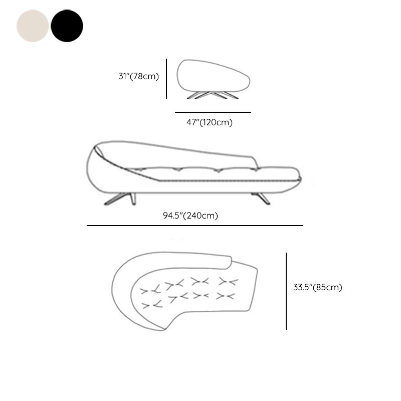 Living Room Chaise Rolled Arms Modern Chaise Lounge with Upholster
