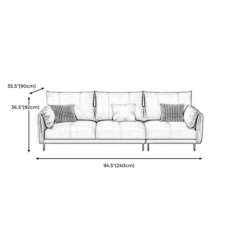 Grey Removable Cushions Faux Leather Straight Arm Sofa/Sectional with Wear-Resisting