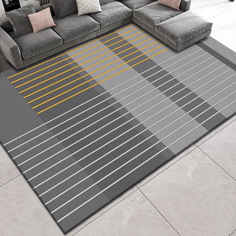 Orange Modern Carpet Blending Striped Carpet Non-Slip Backing Carpet for Home Decor