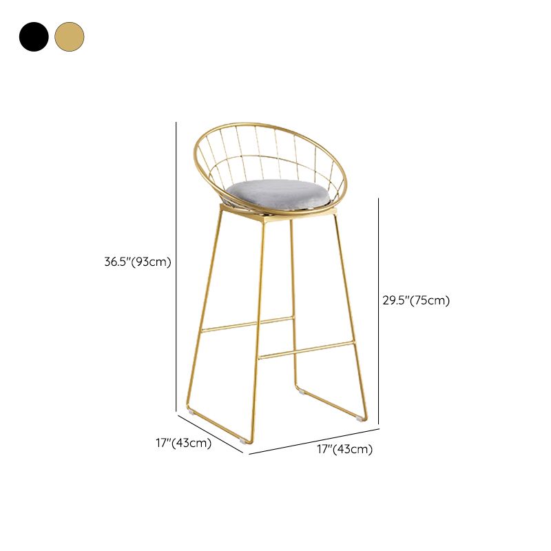 Metal Low Back Counter-height Stool with Footrest and Upholstered