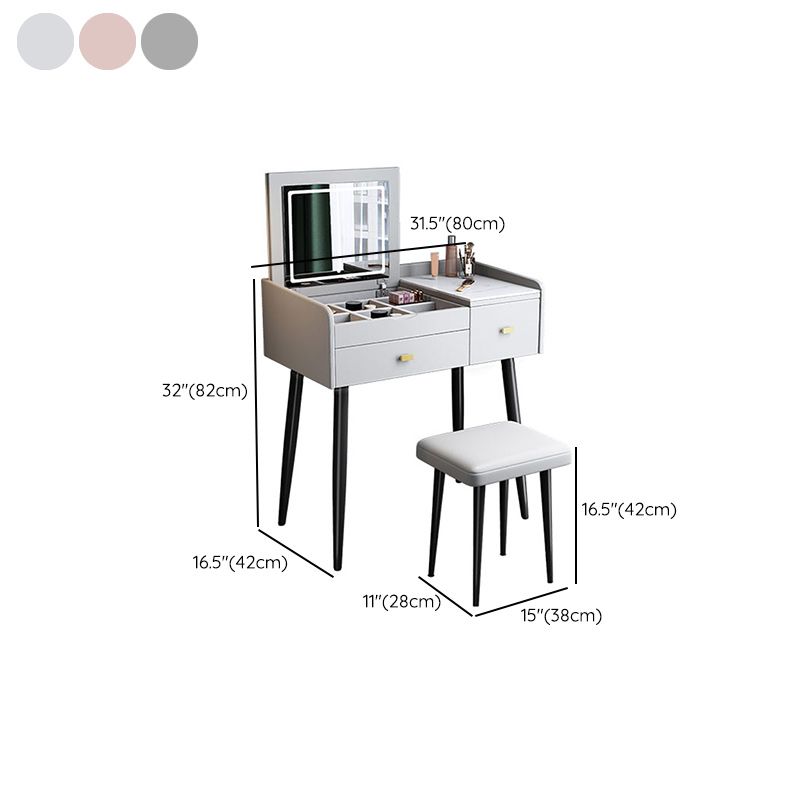 Contemporary Vanity Desk 2- Drawer Slate Top Table Makeup Vanity