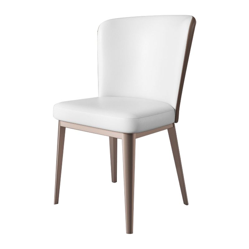 Contemporary Metal Dining Chair Faux Leather Armless Dining Chair for Home Use