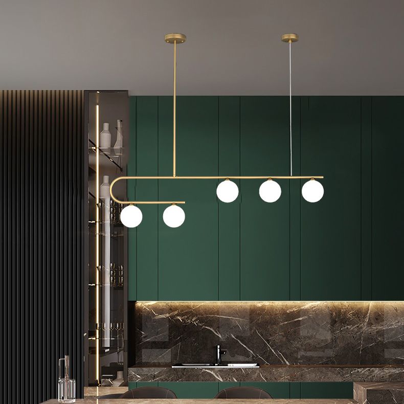 Glass Ball Shape Island Chandelier Light Modern Style Chandelier Lighting Fixture