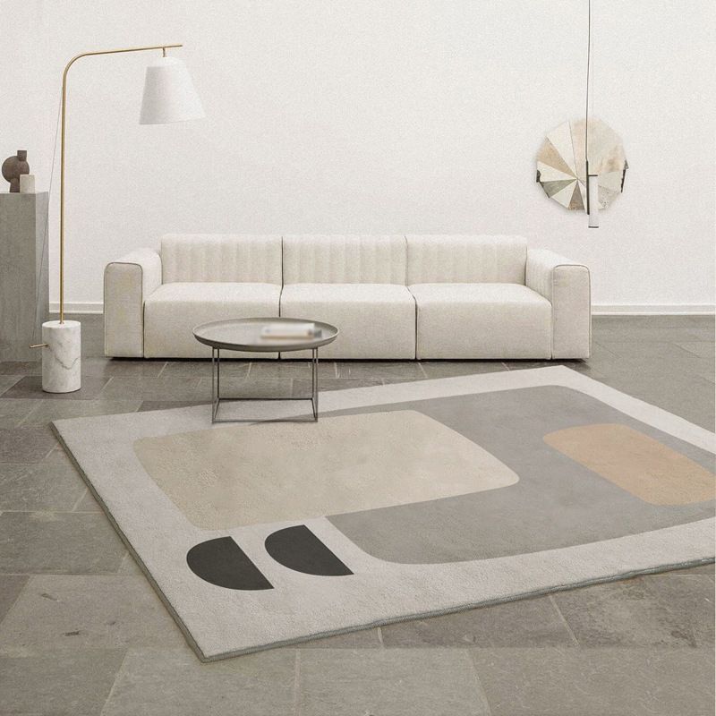 Black Anomalous Pattern Rug Polyester Modern Rug Non-Slip Backing Rug for Living Room