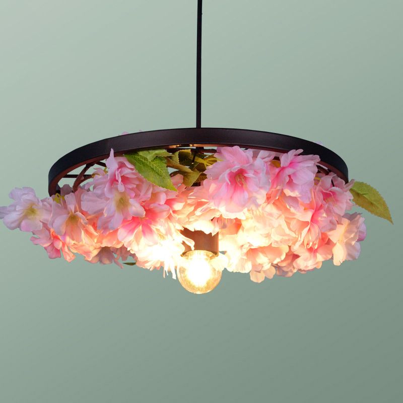 Wielrestaurant ophanging verlichtingsarmatuur industrieel metaal 1 kop zwarte hanger met kunstmatige plant