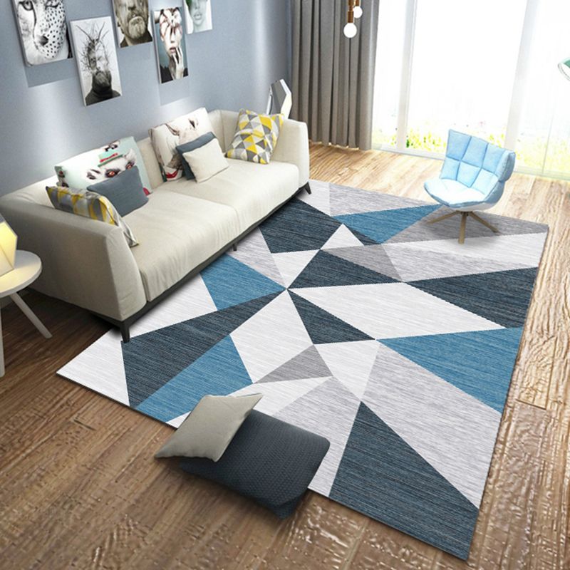 Simple Geo Printed Rug Multi Color Polyster Area Carpet Non-Slip Backing Pet Friendly Washable Indoor Rug for Parlor