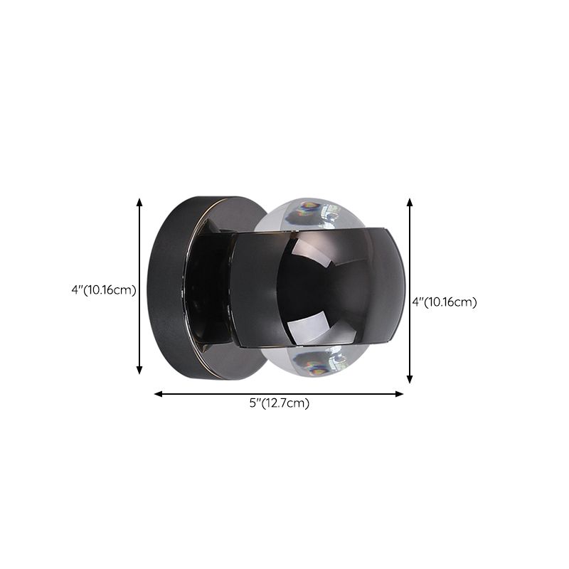 Iron and Glass Wall Light in Chrome Modernism Globe LED Wall Sconce